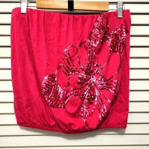 French Connection Women's Tube Top S Hot Pink Sequins Strapless EUC Barbiecore